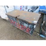 STEEL TOOL BOX, UNLOCKED, PADLOCK HASP TYPE.