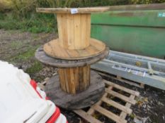 2 X WOODEN CABLE DRUM CENTRES. THIS LOT IS SOLD UNDER THE AUCTIONEERS MARGIN SCHEME, THEREFORE NO