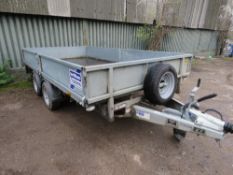 IFOR WILLIAMS 12FT LM126G TWIN AXLED PLANT TRAILER WITH SIDES, RAMPS AND TIE DOWN RINGS. YEAR 2019,