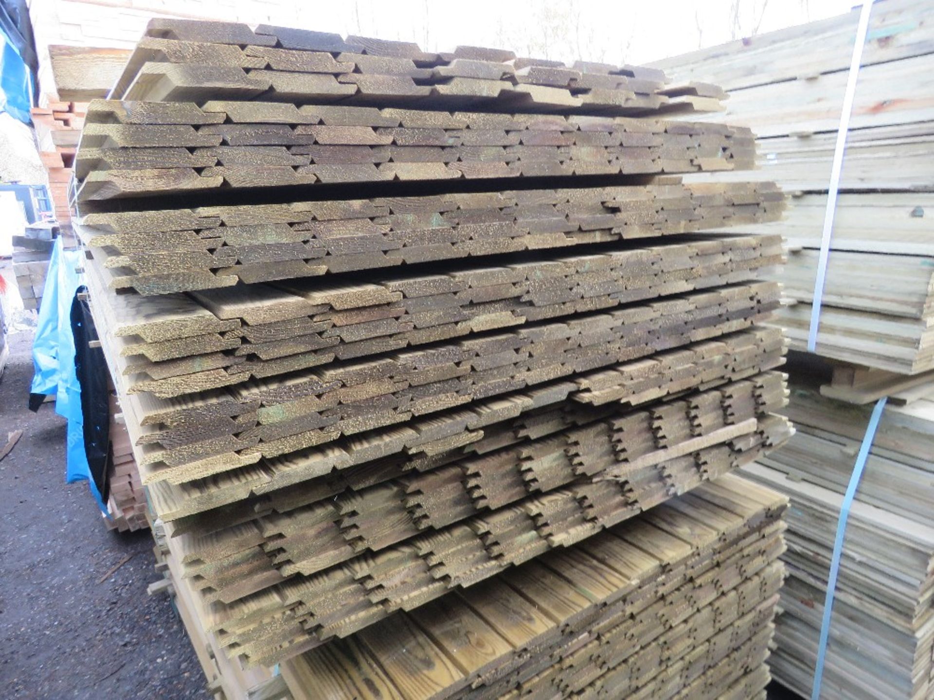 LARGE PACK OF TREATED SHIPLAP CLADDING BOARDS: 1.83M LENGTH X 100MM WIDTH APPROX. - Image 2 of 3