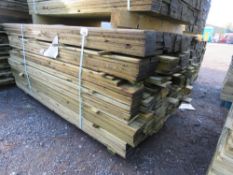 LARGE PACK OF PRESSURE TREATED FEATHER EDGE FENCE CLADDING TIMBER BOARDS. MIXED 1.45-1.75M LENGTH (M