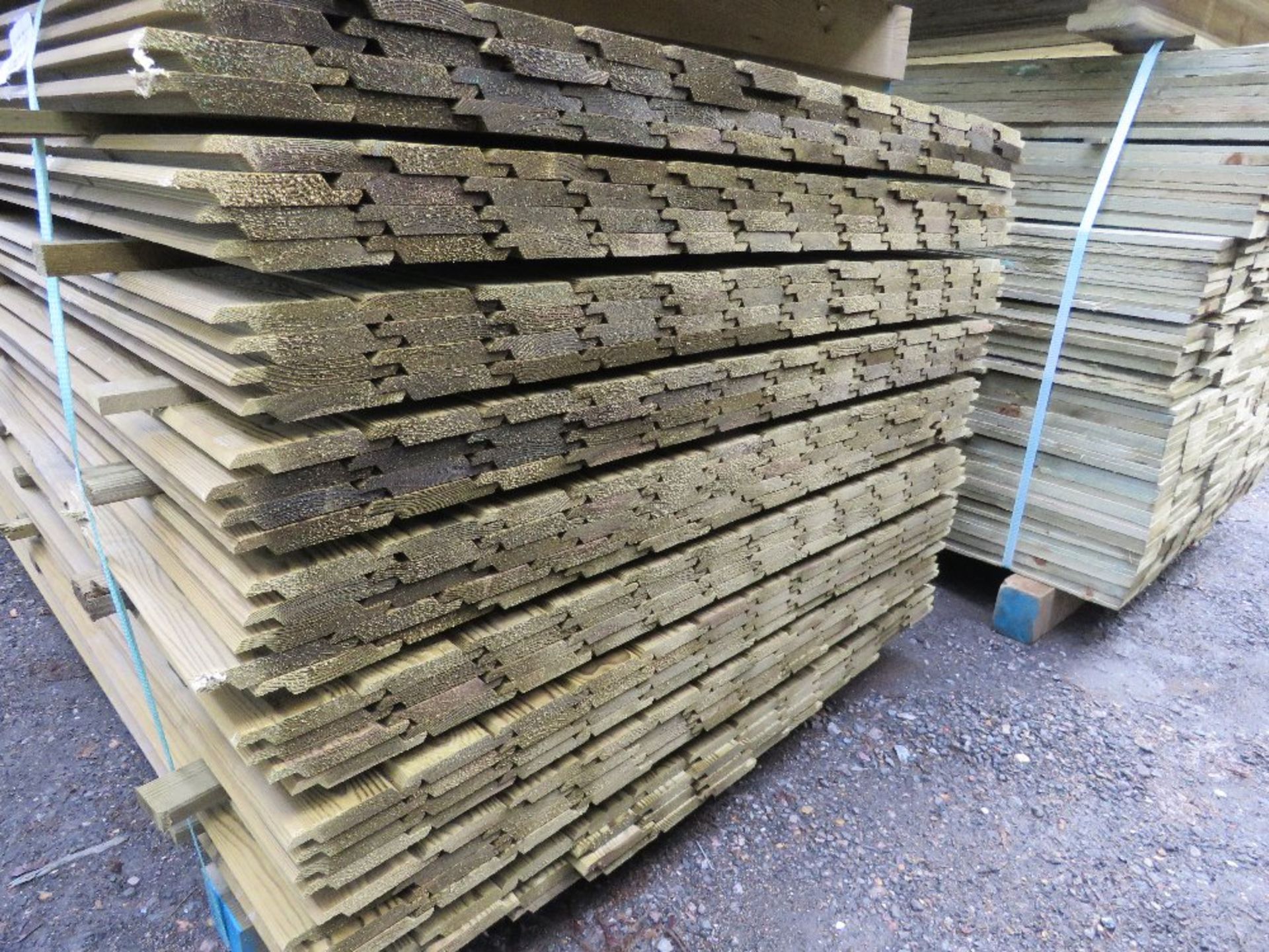 LARGE PACK OF TREATED SHIPLAP CLADDING BOARDS: 1.83M LENGTH X 100MM WIDTH APPROX. - Image 2 of 3
