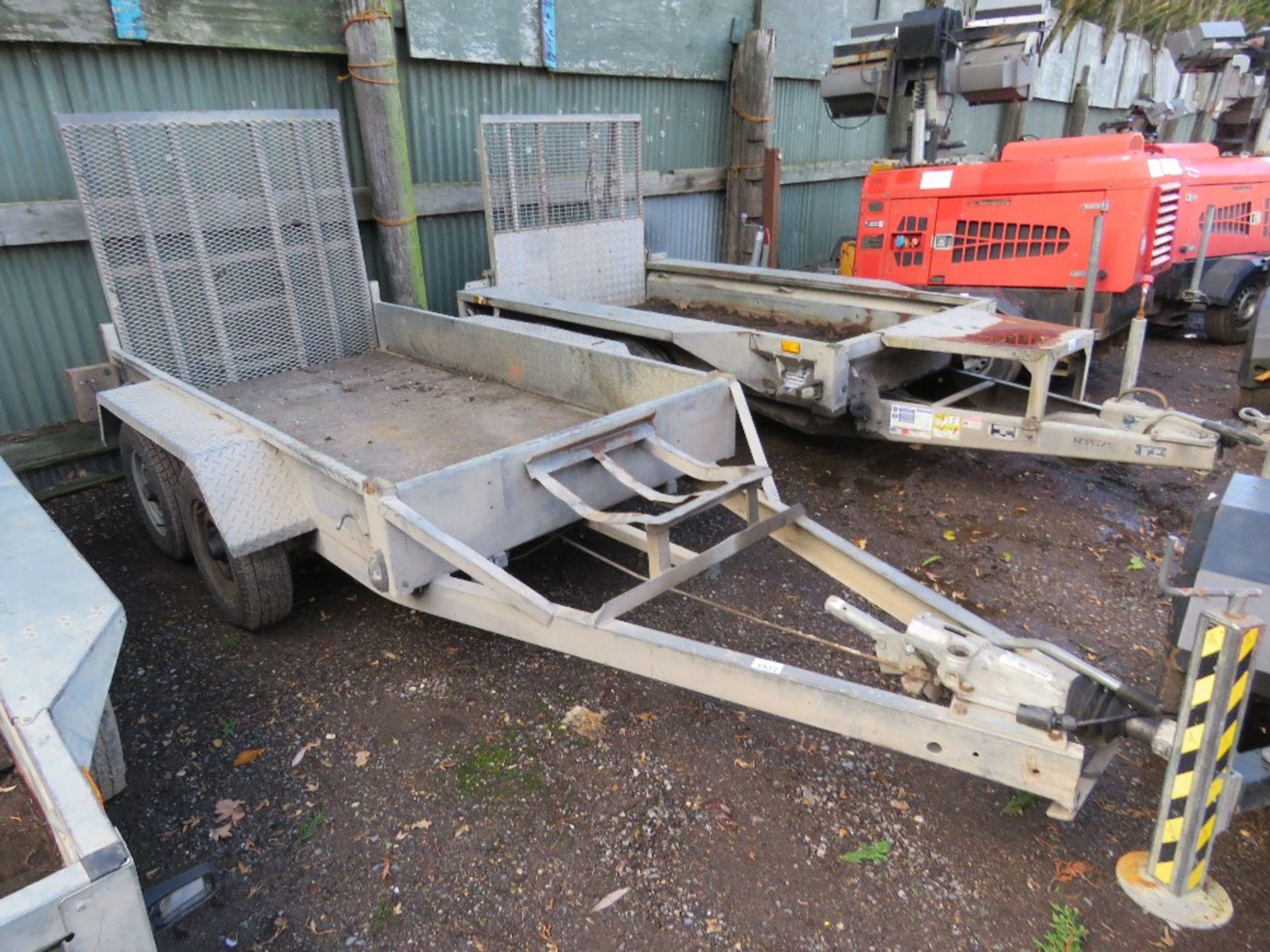 INDESPENSION TWIN AXLE MINI DIGGER TRAILER, 8FT X 4FT INTERNAL MEASUREMENT APPROX. DIRECT FROM LOCAL