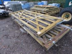 5 X ASSORTED WOODEN FIELD GATES, 3M-3.6M APPROX.