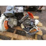 2 X STIHL HAND HELD BLOWERS PLUS A WATER PUMP, PARTS MISSING. THIS LOT IS SOLD UNDER THE AUCTIONE