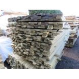 LARGE PACK OF TREATED VENETIAN PALE TIMBER CLADDING SLATS. 1.83M LENGTH X 45MM X 17MM APPROX.