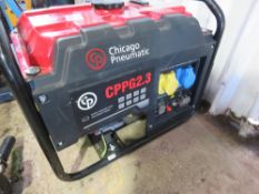 CHICAGO CPPG 2.3 DUAL VOLTAGE PETROL GENERATOR. WHEN TESTED WAS SEEN TO RUN AND SHOWED POWER.