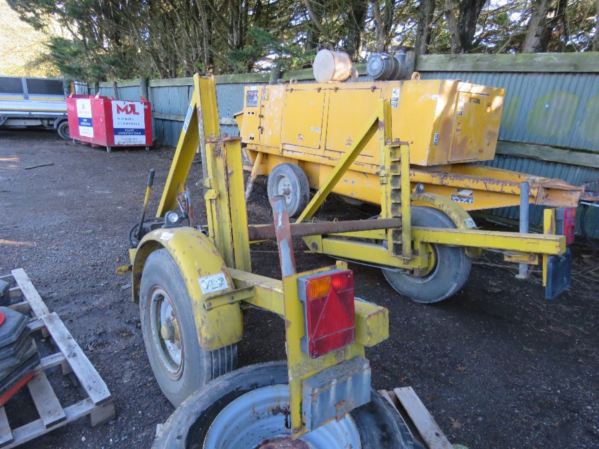 LARGE SIZED CABLE DRUM TRAILER WITH SPARE WHEELS, 4FT INTERNAL SPAN APPROX. - Image 5 of 7