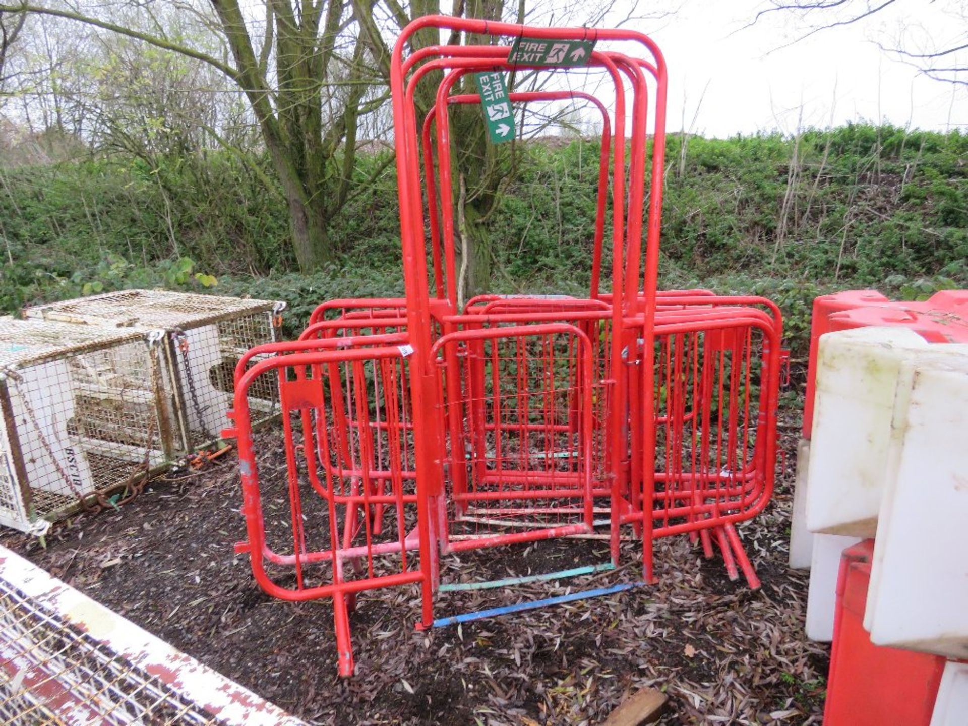 6 X RED PEDESTRIAN FENCE SAFETY GATES. SOURCED FROM SITE CLEARANCE. THIS LOT IS SOLD UNDER THE AU