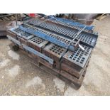 PALLET CONTAINING APPROX. 32 NO. DECORATIVE CAST IRON STEP TREADS, MAINLY 75CM X 19CM APPROX.