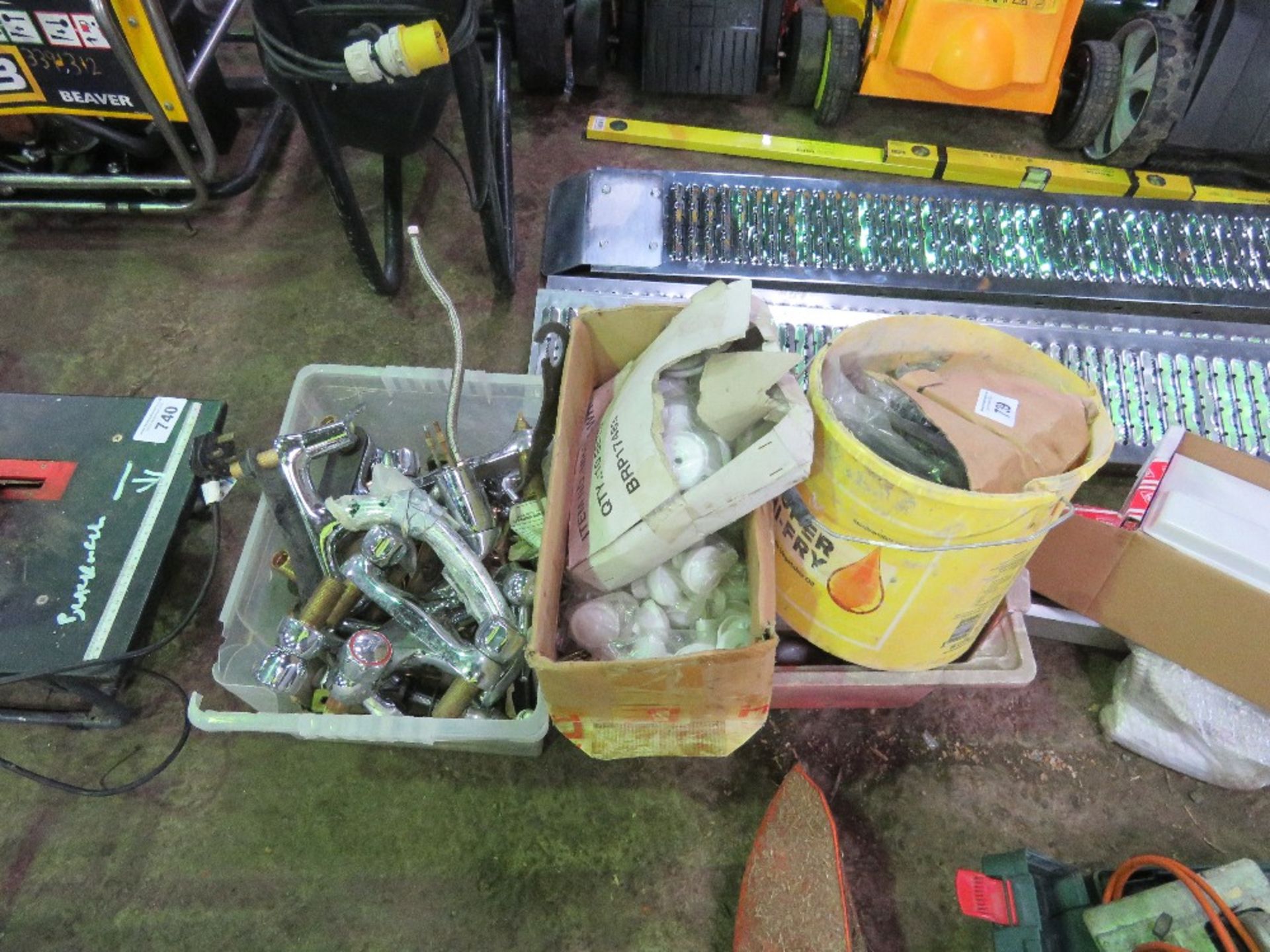 BUCKET AND 3 BOXES OF LOCKS AND TAPS. THIS LOT IS SOLD UNDER THE AUCTIONEERS MARGIN SCHEME, THER