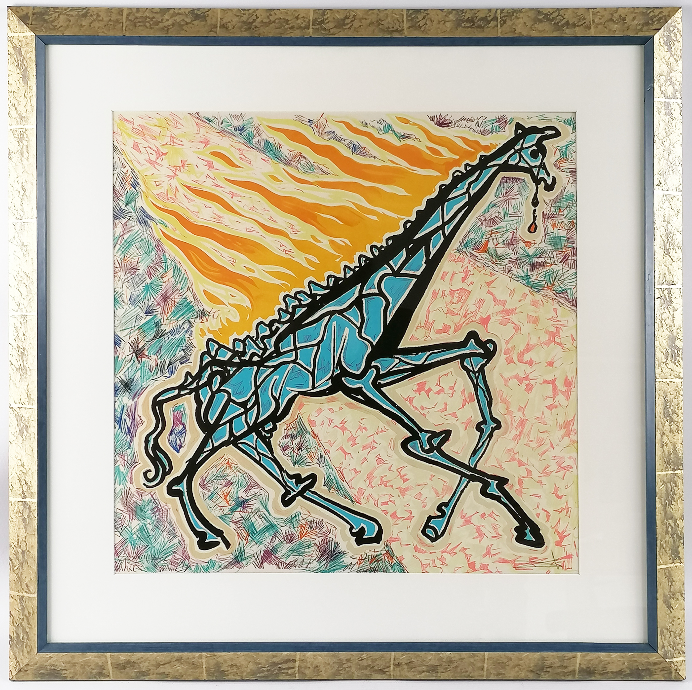 According to Salvador Dali (1904-1989)Fire giraffe.Color lithography on paper.Signed in pencil at th