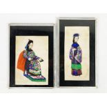 CHINA,Continuation of two paintings on rice paper appearing from richly dressed women, one seat,