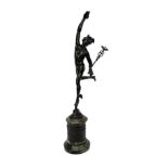 According to Giambologna (1529-1608)Flying mercury.Bronze bronze test.On a cylindrical b