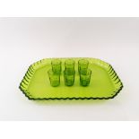 XXth century workService with tailor -stained anise -green crystal liquor comprising:-A smal