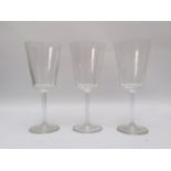 Set of twenty large wine glasses, on foot, in transparent glass.H .: 21 cm.