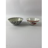 China, 20th centuryTwo enameled porcelain bowls, one with polychrome decoration of the pink fami