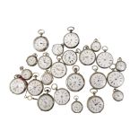 Strong sets of silver pocket and pocket watches (min. 800) including enameled dial, chronographs, et