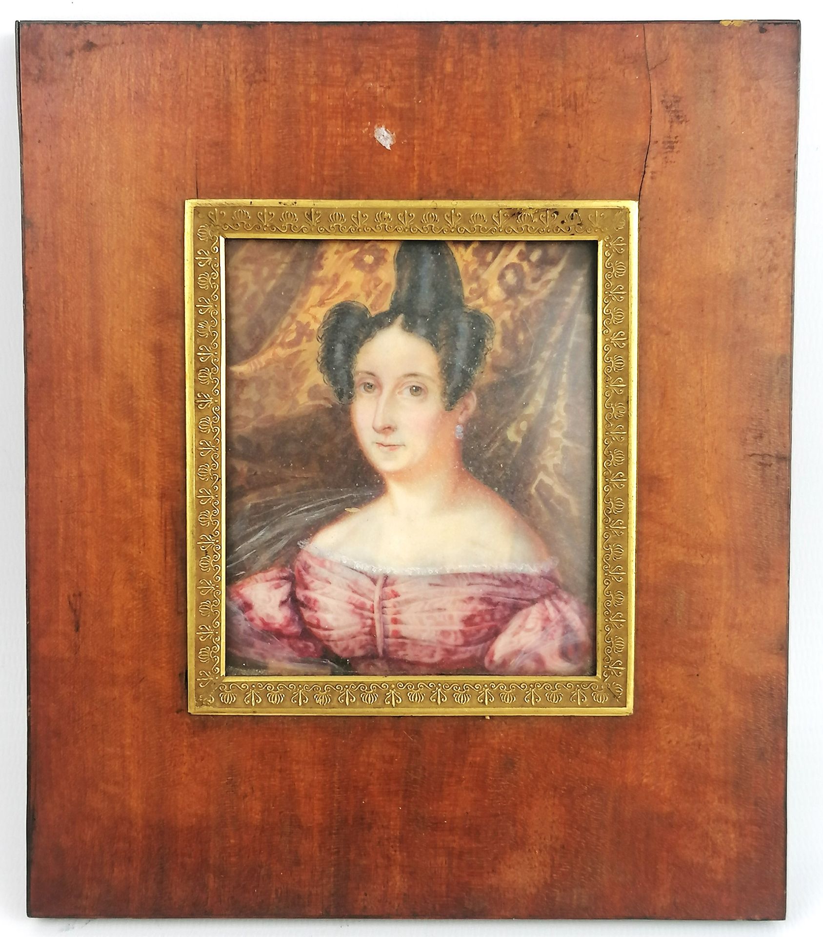 XIXth century SchoolPortrait of the Countess of Bartholan.Miniature Gouache.Dim. (Visibly); 9.4 x 8 