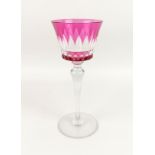 BaccaratCrystal wine glass cut and red tinted.Mark on the reverse.H .: 20 cm.