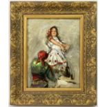 XXth century SchoolThe flamenco dancerOil on canvasIllegible signature.H .: 35 cm<br