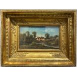 Pastel in a river and water mill landscape.Signed in the decor "B.75"XIXth EpoqueWooden