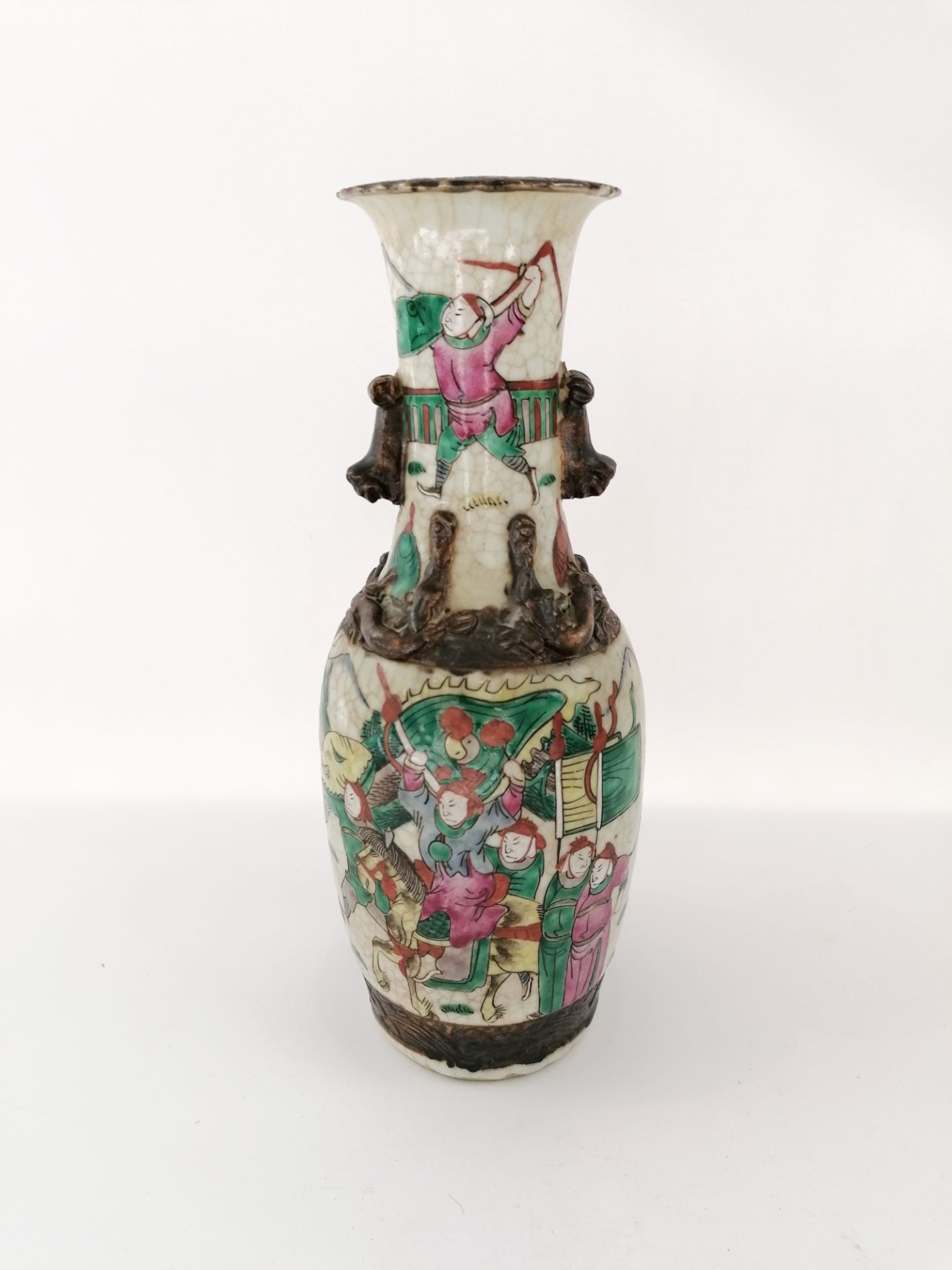 China, canton, end of the 19th century - beginning of the 20th centuryCeramic vase cracked with warr