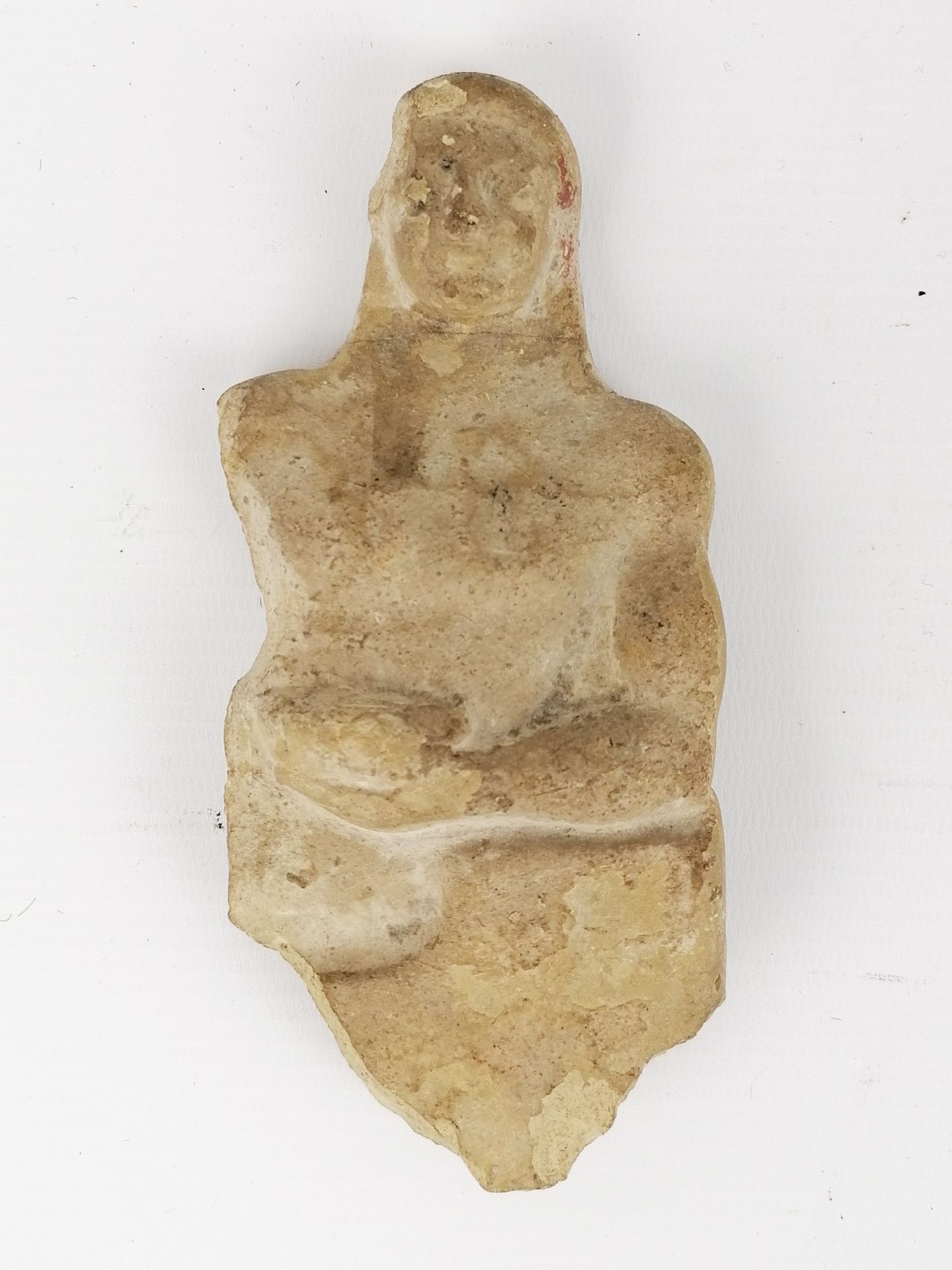 In the taste of Etruscan Art,Terracotta man figure.H .: 16.5 cm.Remakened.Provenance: Collection Doc