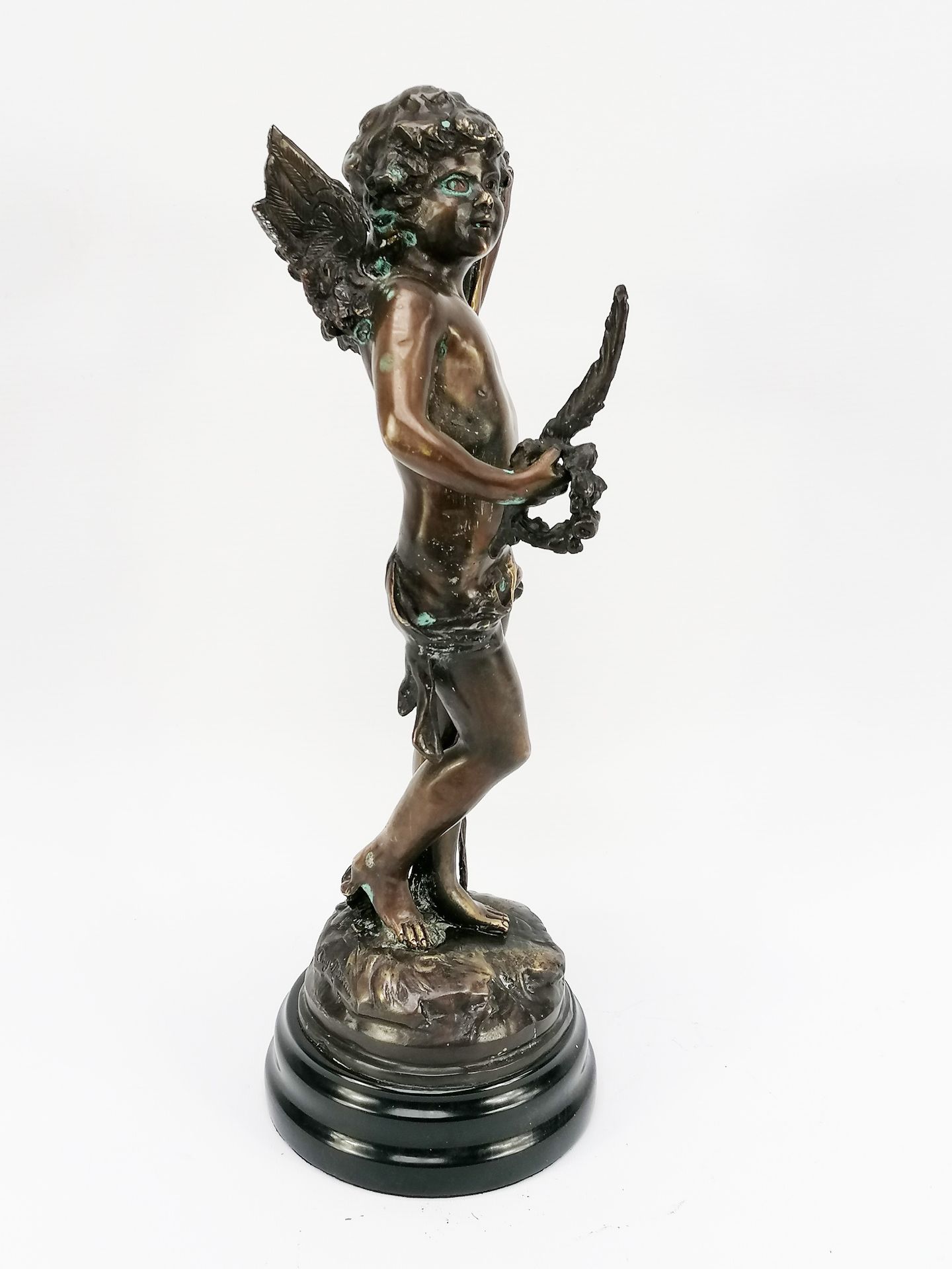 Auguste Moreau (1834-1917), according to.Cupid.Bronze bronze test.Carries a signature on the terrace - Image 2 of 4