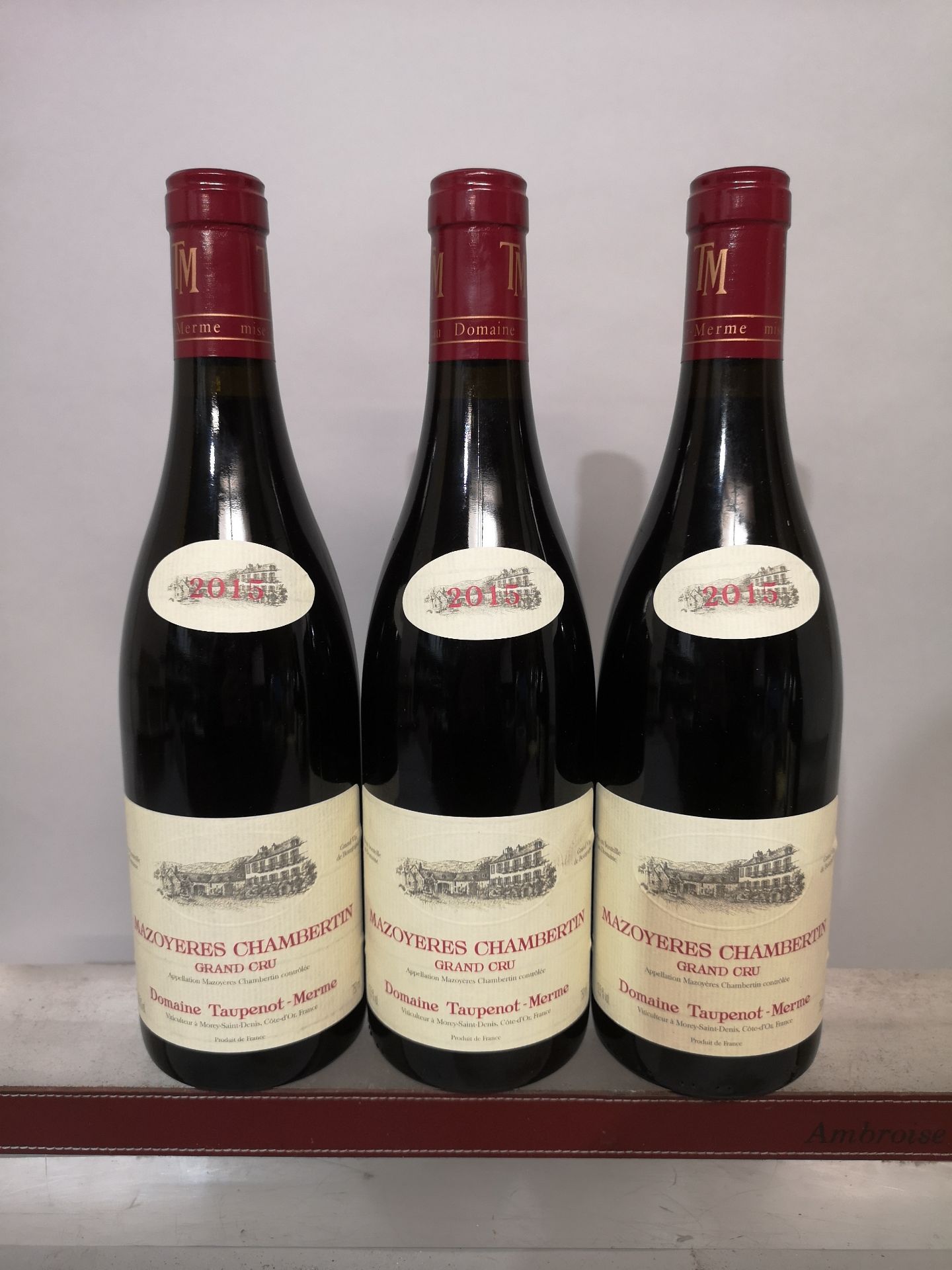 3 Mazoyeres Chambertin Grand Cru - Taupenot Merme 2015 bottles.