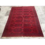 Afghan Red Geometric Decor CarpetWoolTwentieth centurySun: 250 x 180 cm.