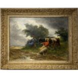 Georges François Paul Laugée (1853-1937)PeasantsOil on canvas.Signed below.H .: 52 c