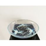 Important opalescent pressed molded glass.Decor of dancers and undulating lines.Art Deco sty