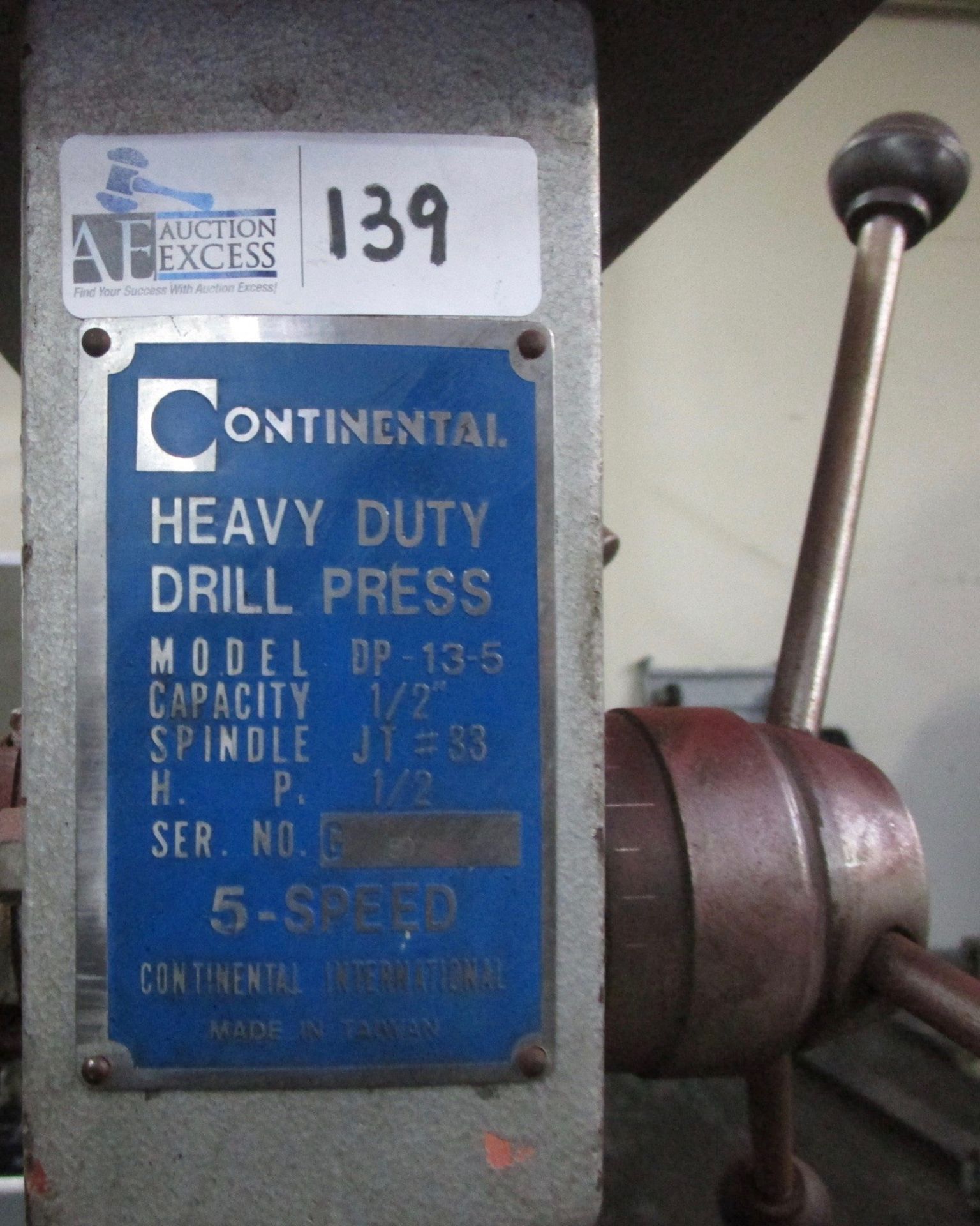 CONTINETAL DP-135 DRILL PRESS AND WORKTABLE(53X33X34) - Image 3 of 7