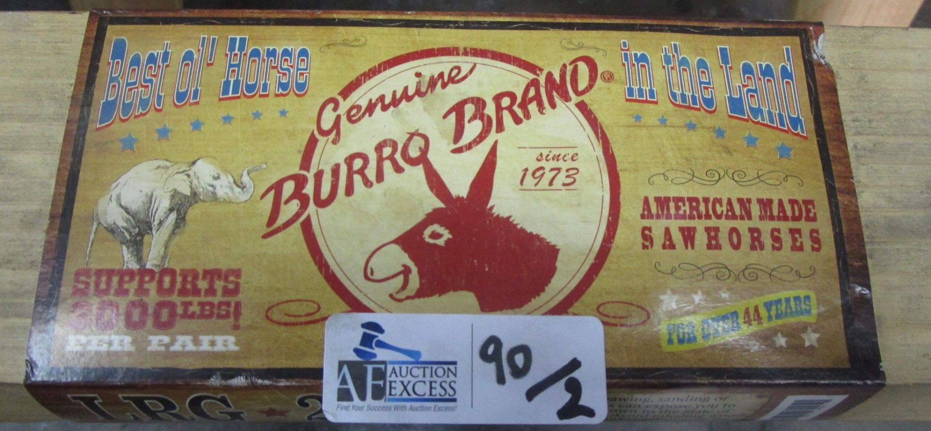 LOT OF 2 BURRO BRAND ORIGINAL WOODEN SAW HORSES - Image 2 of 3