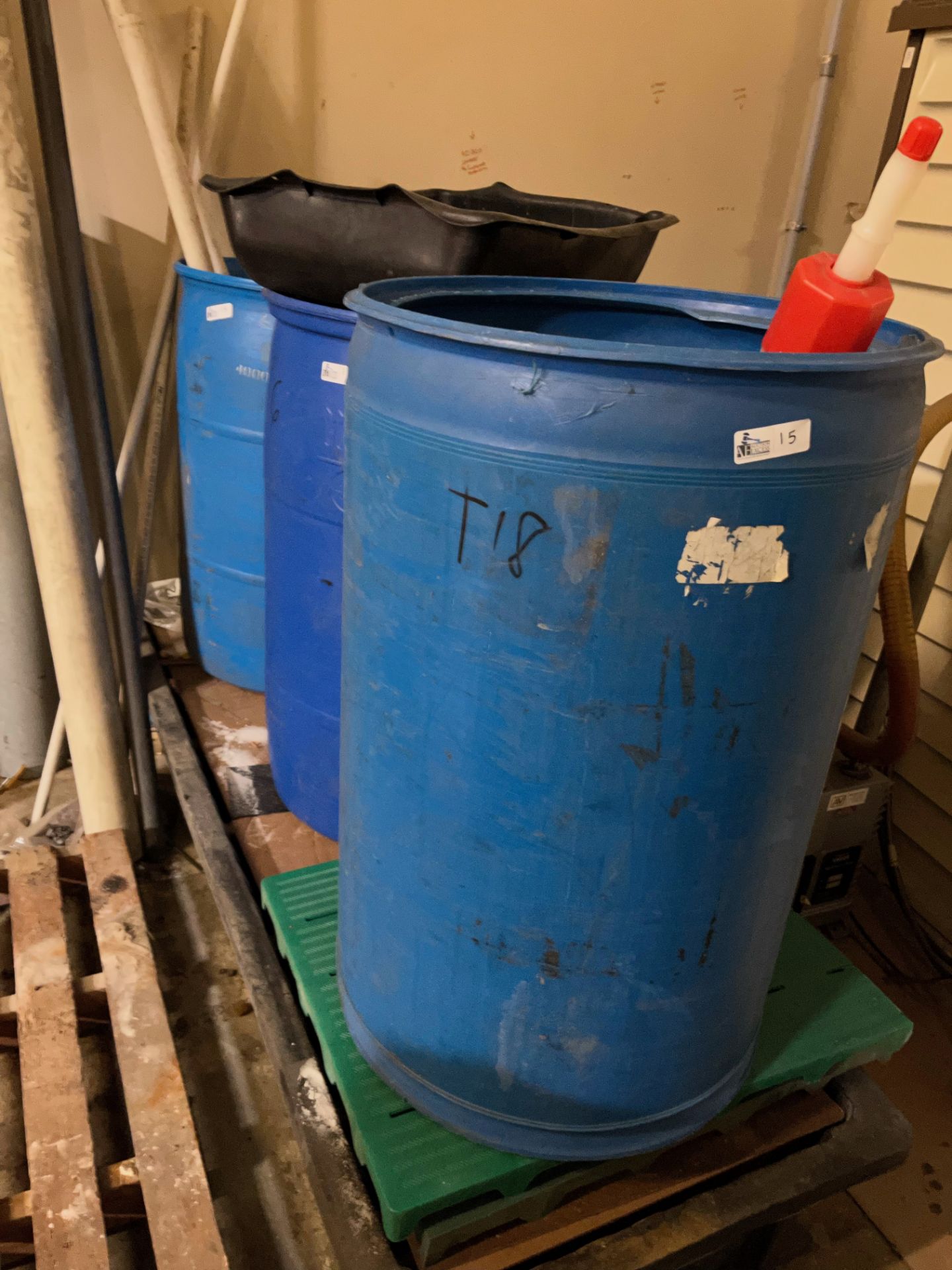 PLASTIC TANK AND BARRELS/PVC PIPES WITH CONTENTS