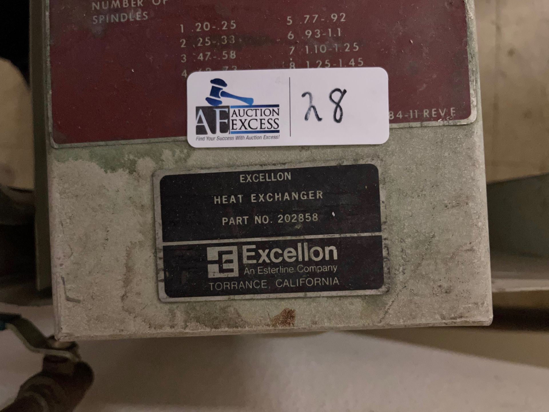 EXCELLON HEAT EXCHANGER PART 202858 - Image 2 of 2