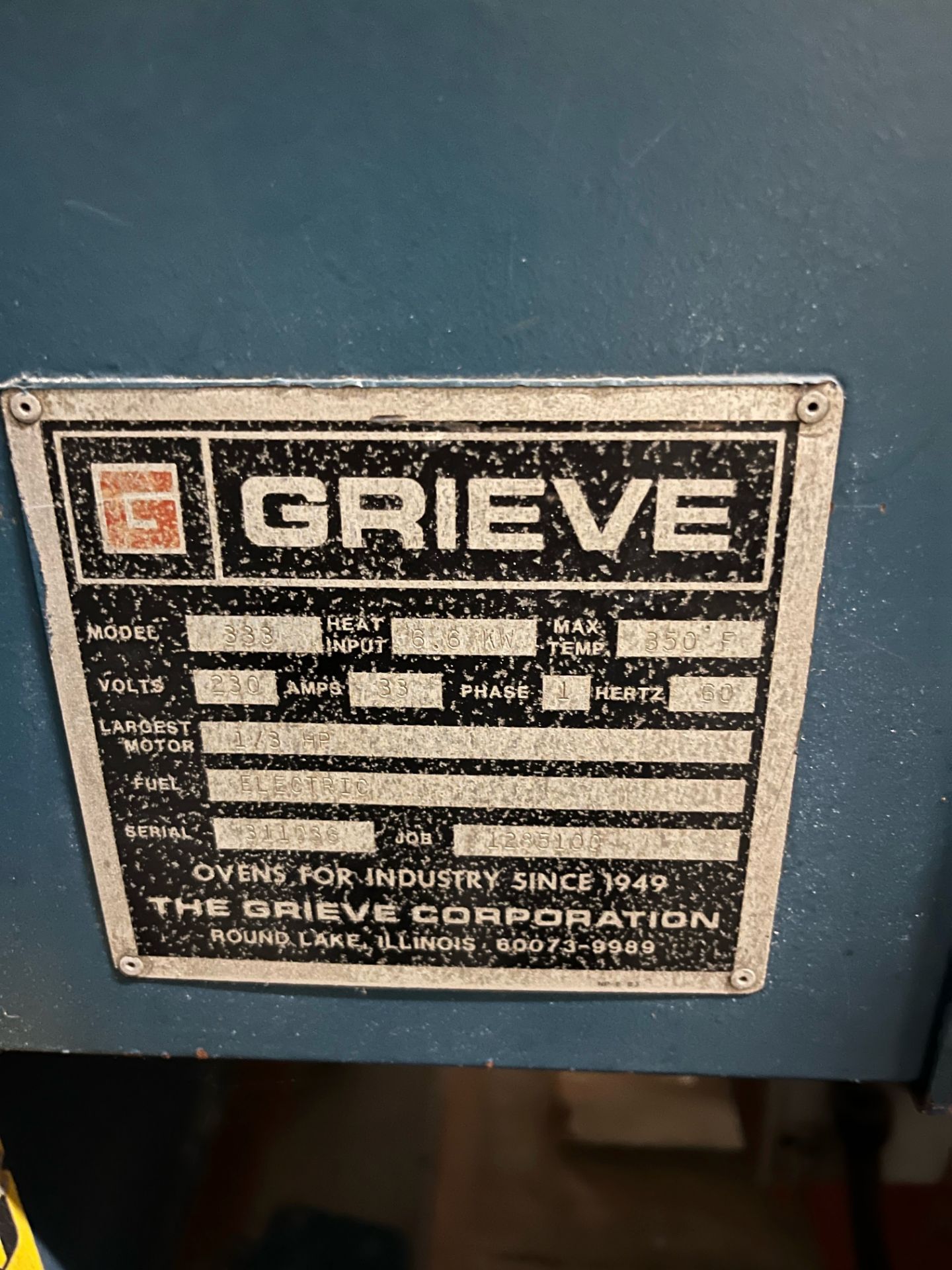 GRIEVE TEST OVEN MODEL 333