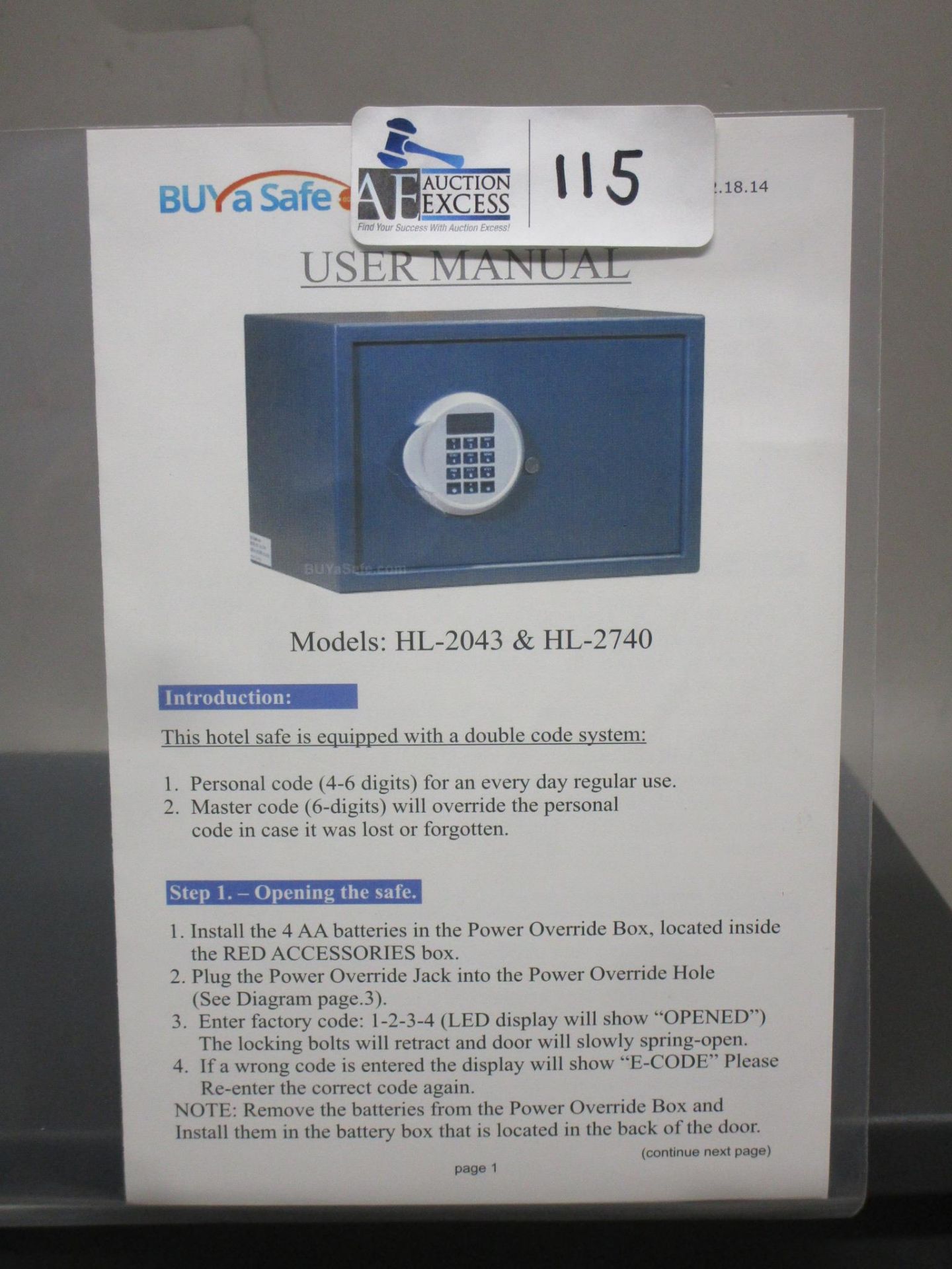 ONE- BUY A SAFE NOS WITH INSTRUCTIONS - Image 3 of 3