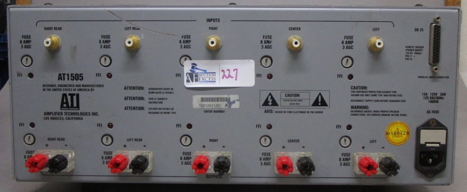 ATI AT1505 5 CHANNEL AMP - Image 2 of 2