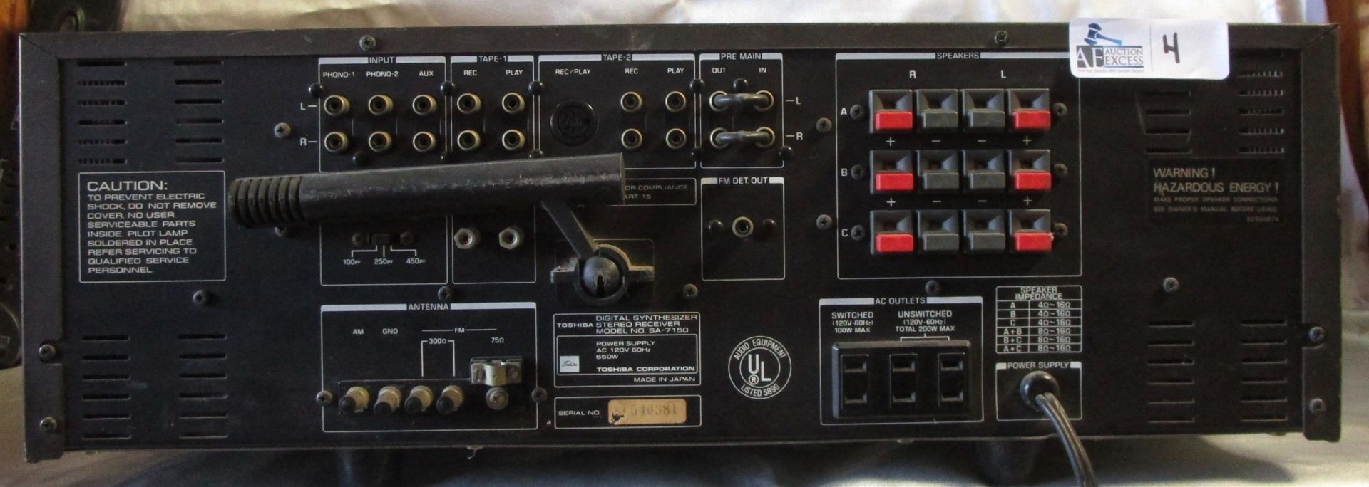 TOSHIBA SA-7150 RECEIVER - Image 4 of 4