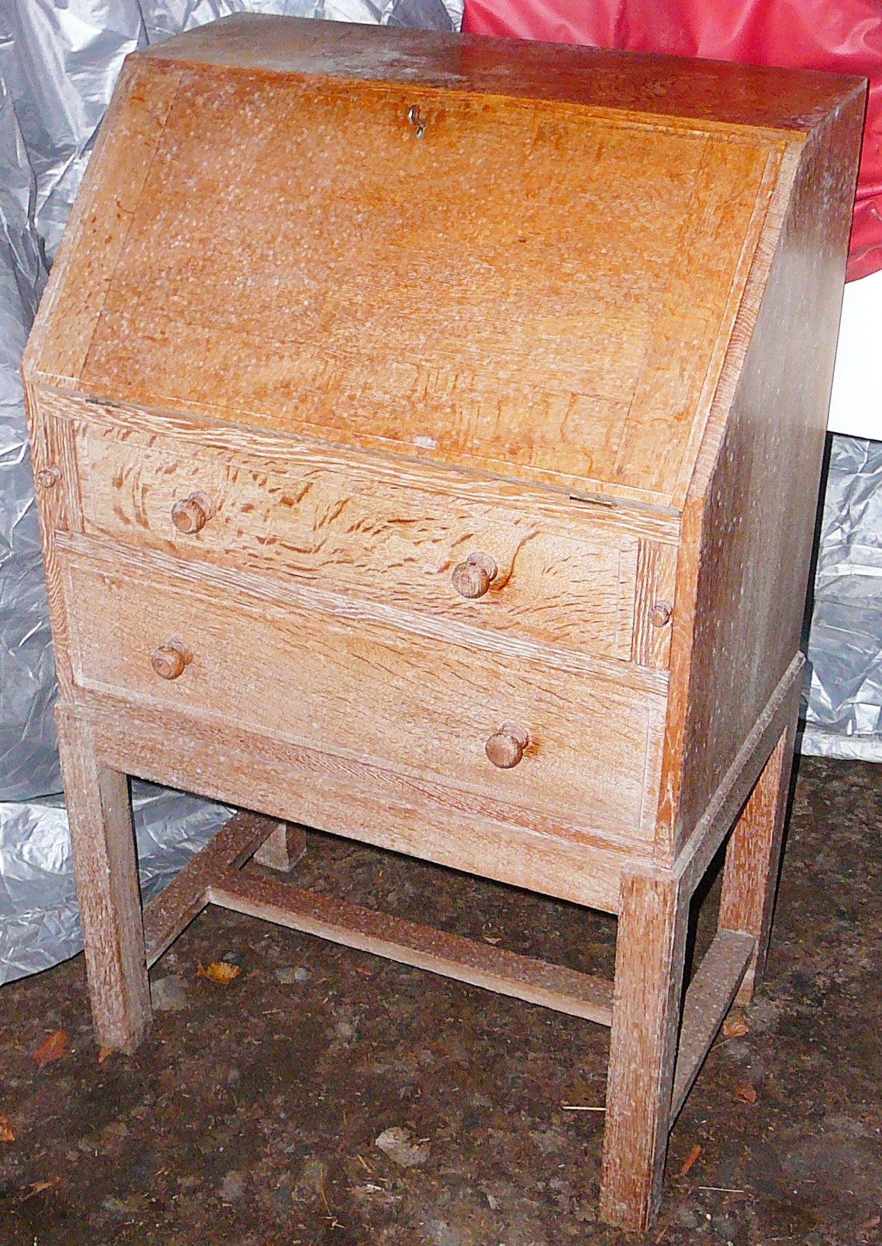 Small limed oak bureau