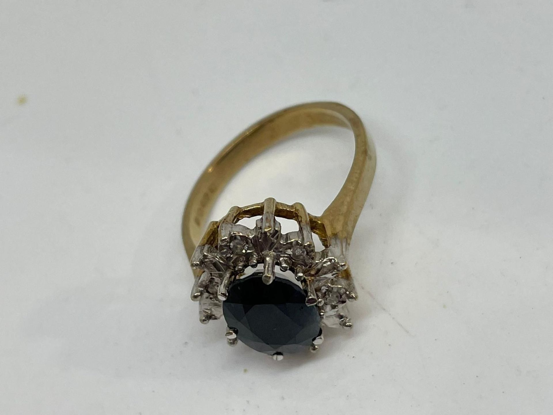 9 ct gold sapphire and diamond ring - Image 2 of 2