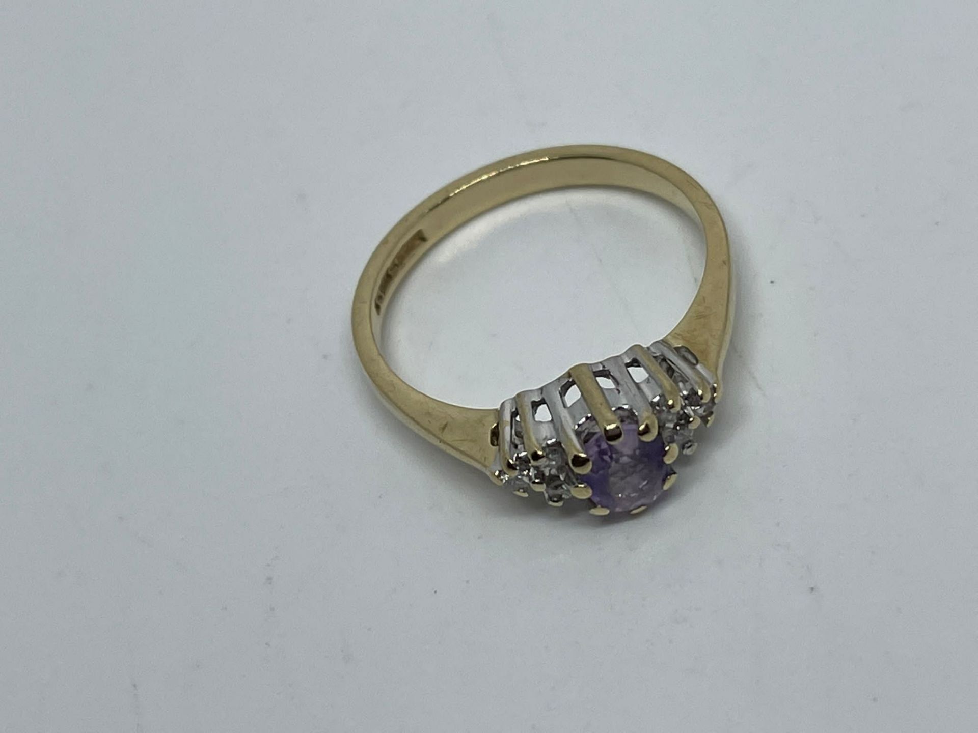 9 ct gold amethyst and diamond ring - Image 2 of 2