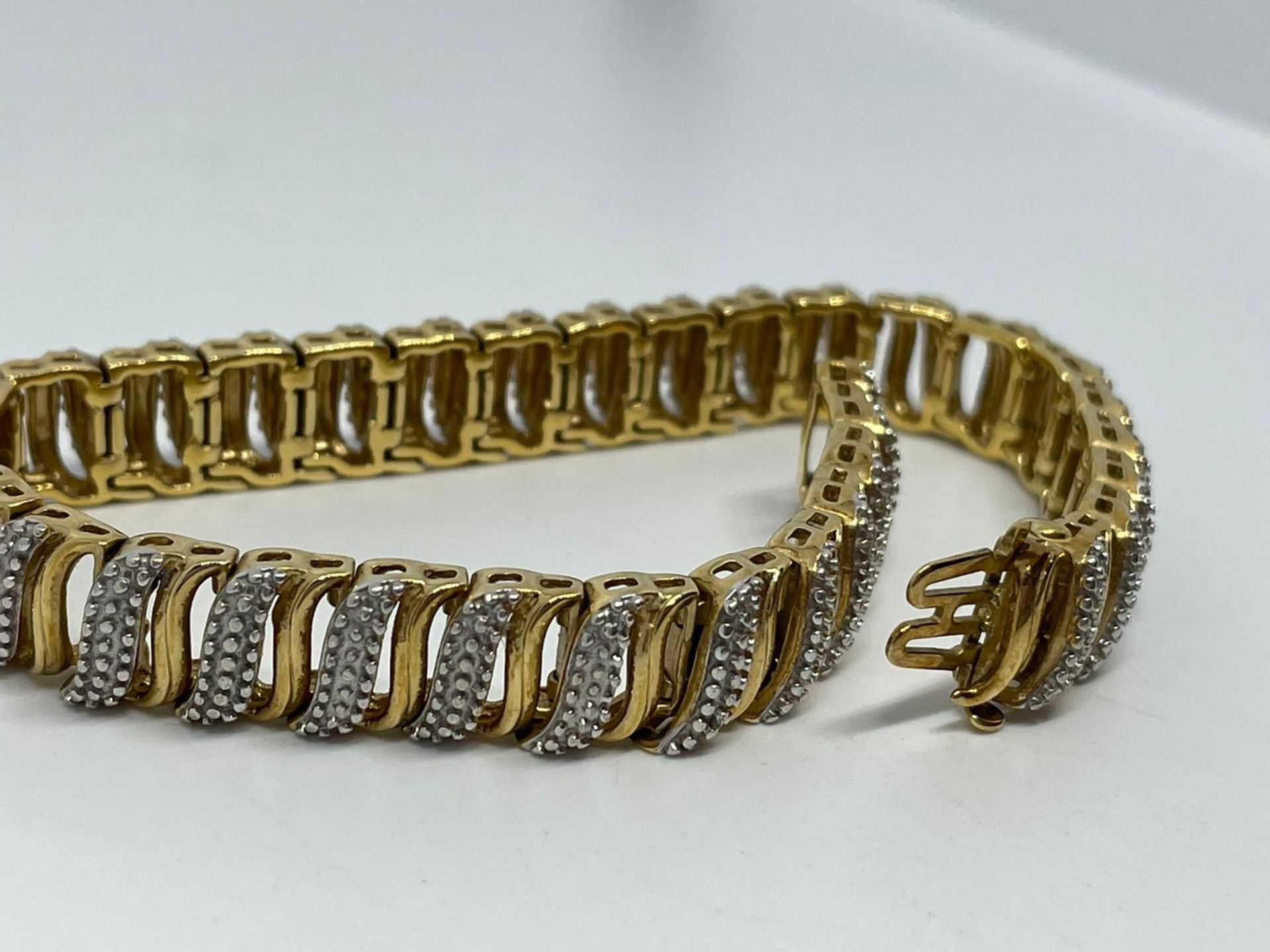 Sterling silver gilt diamond bracelet - Image 3 of 3