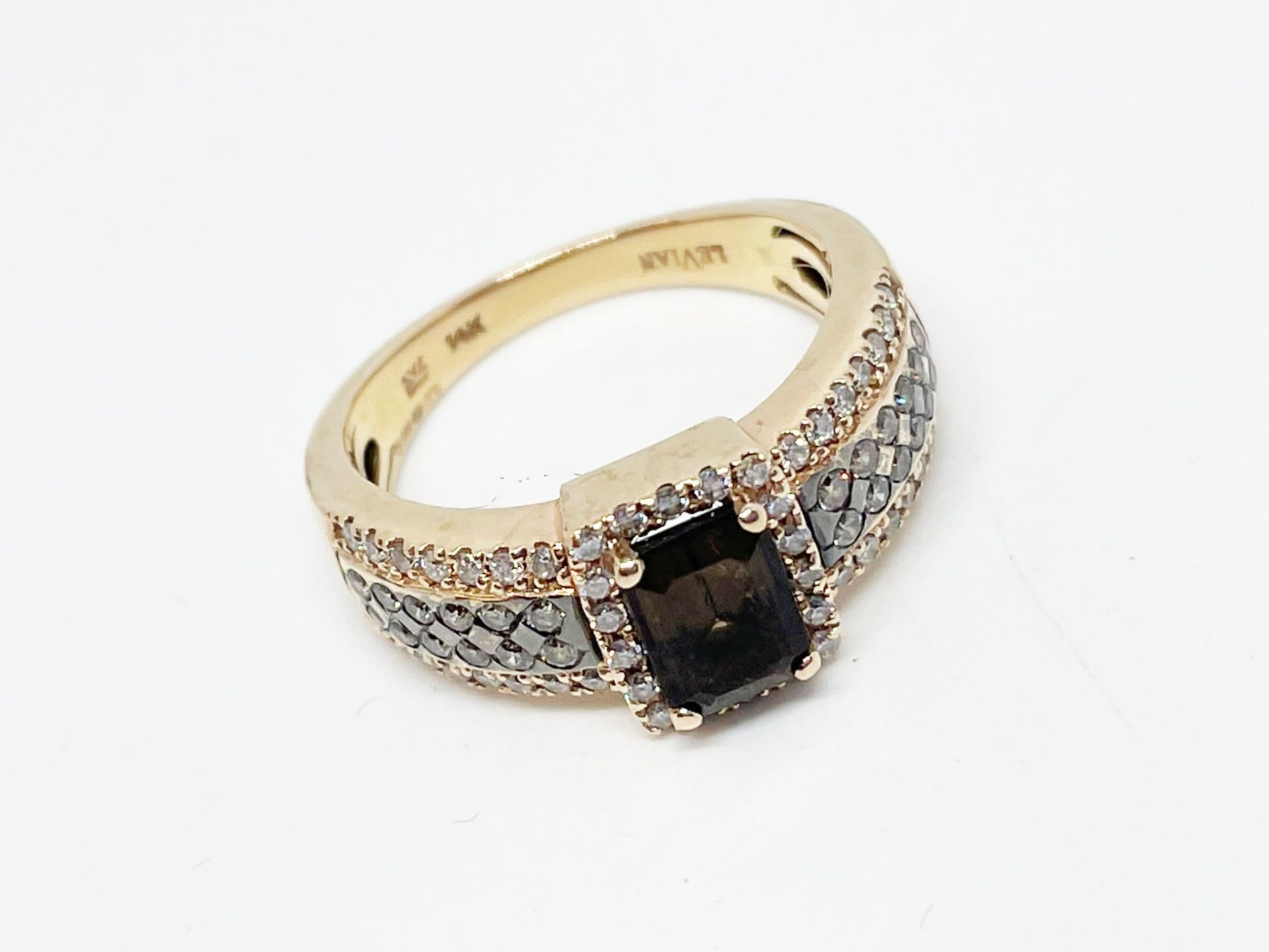 14 ct rose gold diamond ring with chocolate diamonds