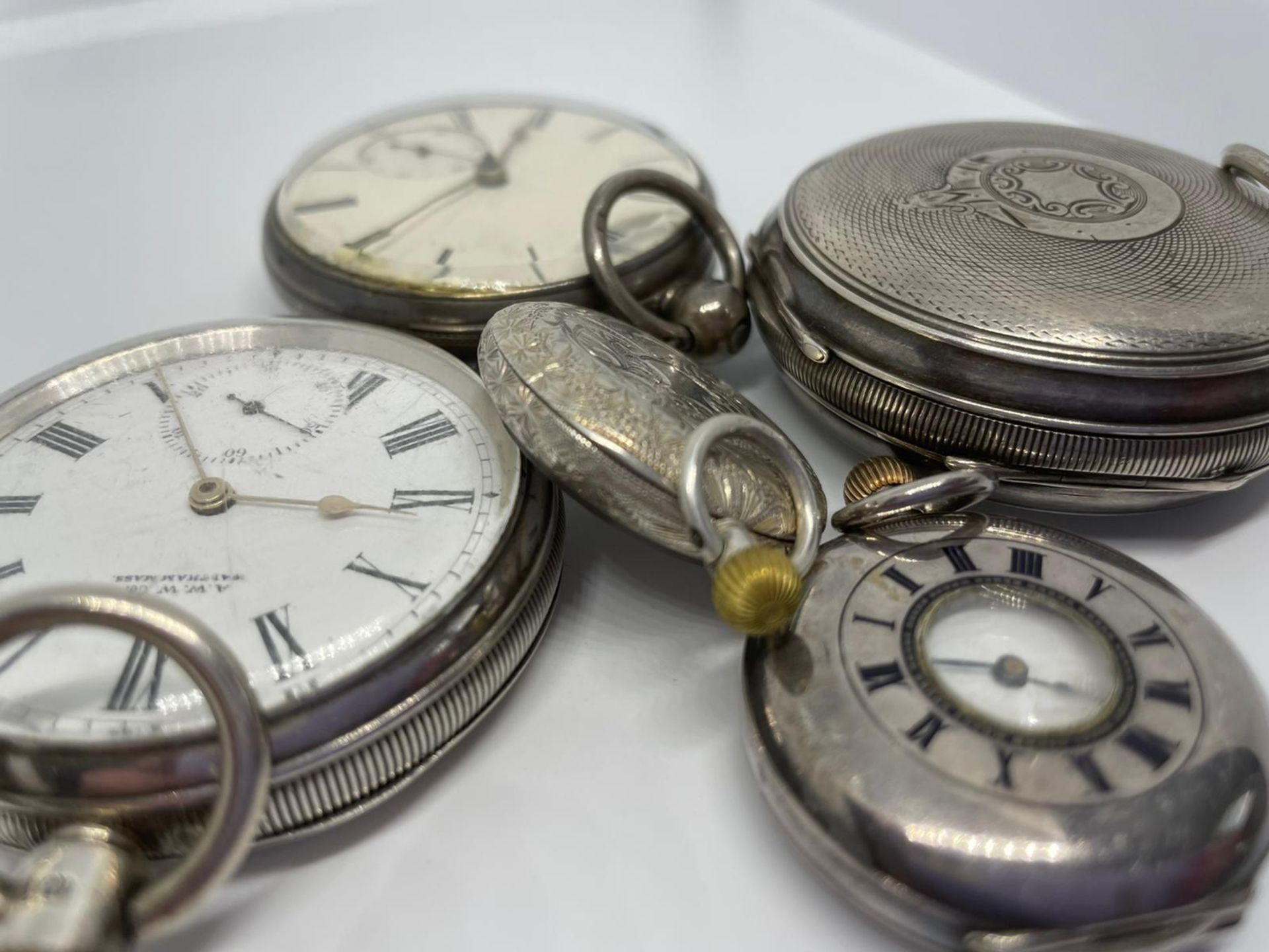 Job lot of sterling silver pocket watches