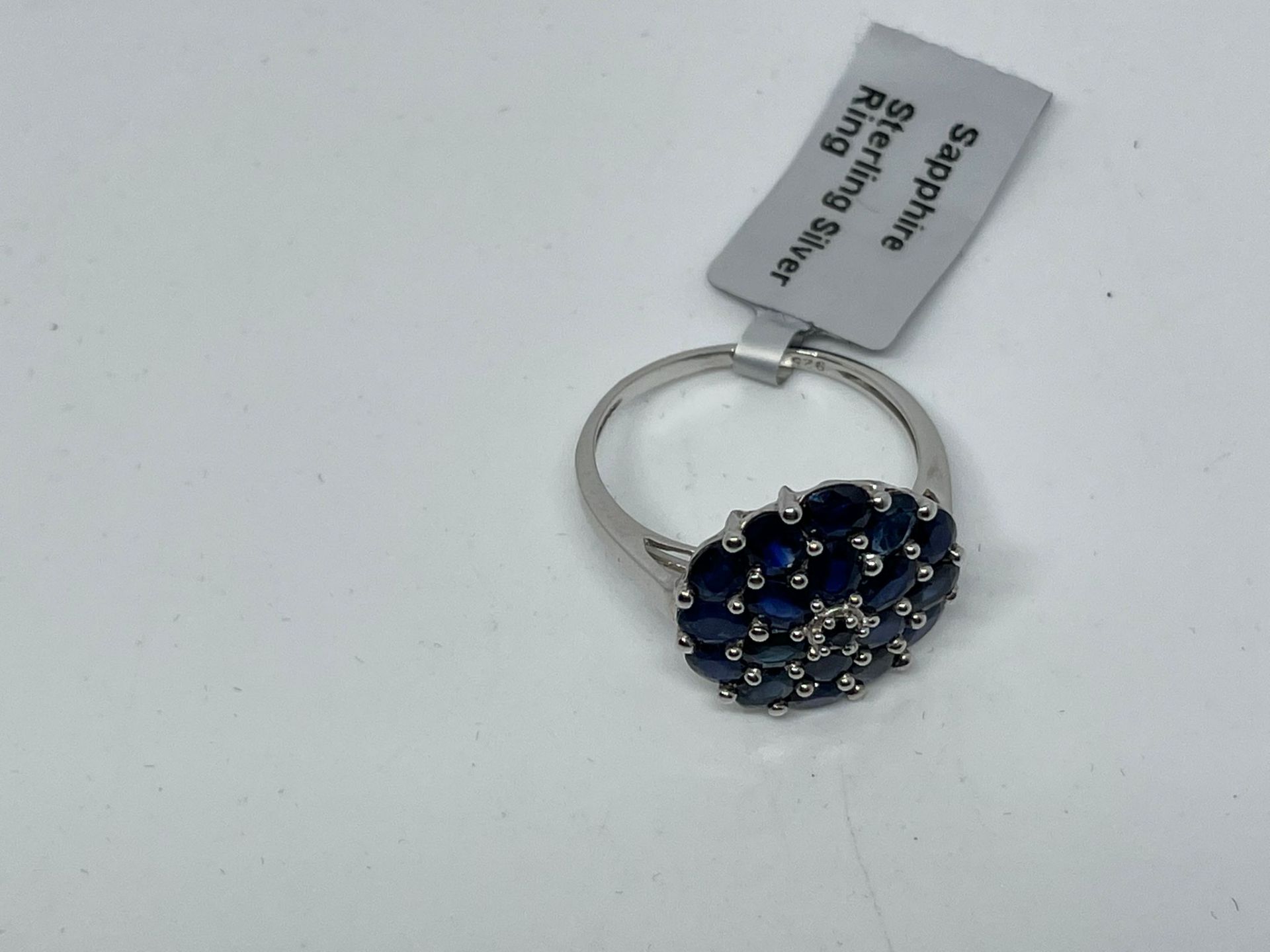 Sterling silver sapphire ring - Image 2 of 2