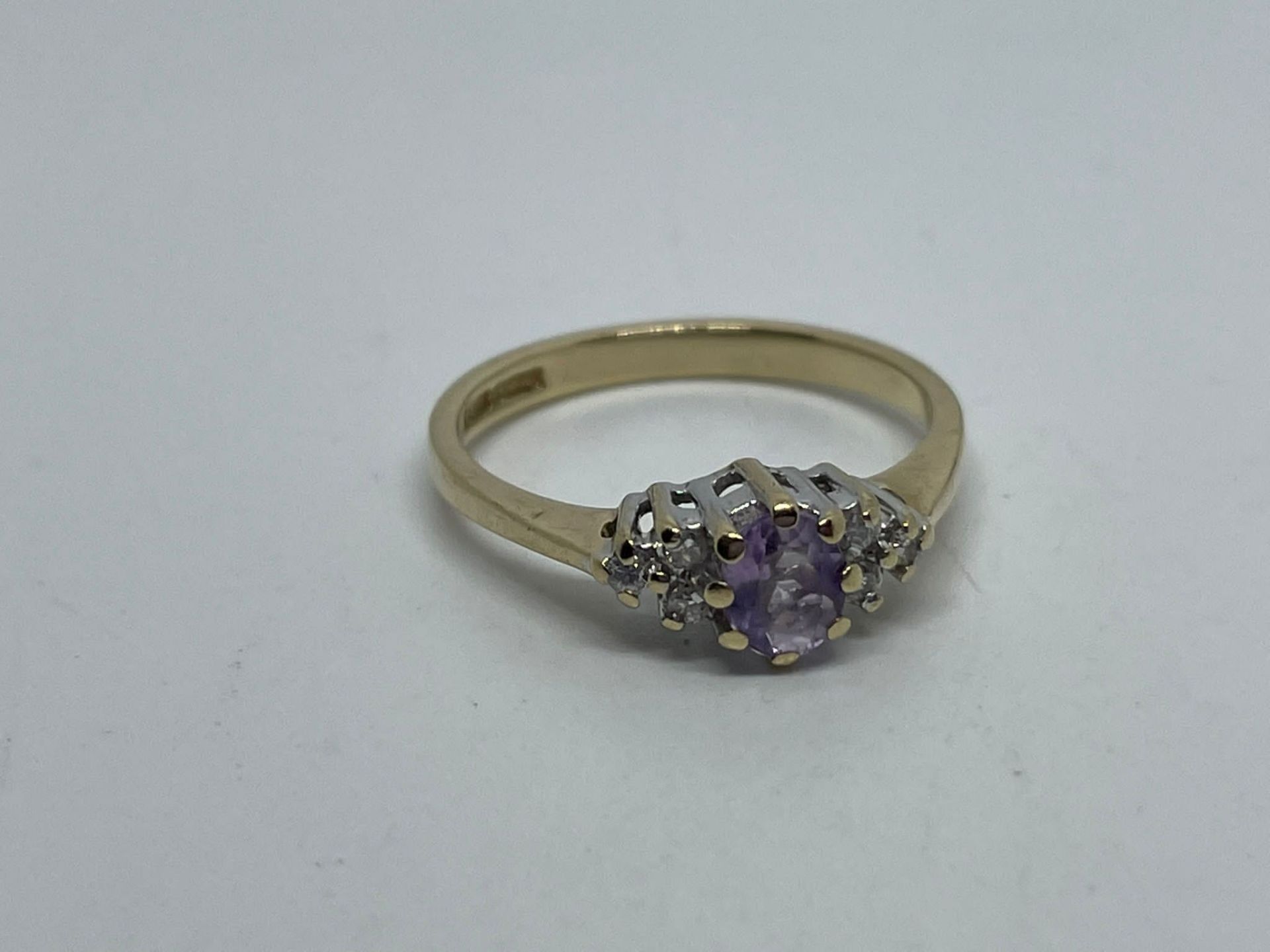 9 ct gold amethyst and diamond ring