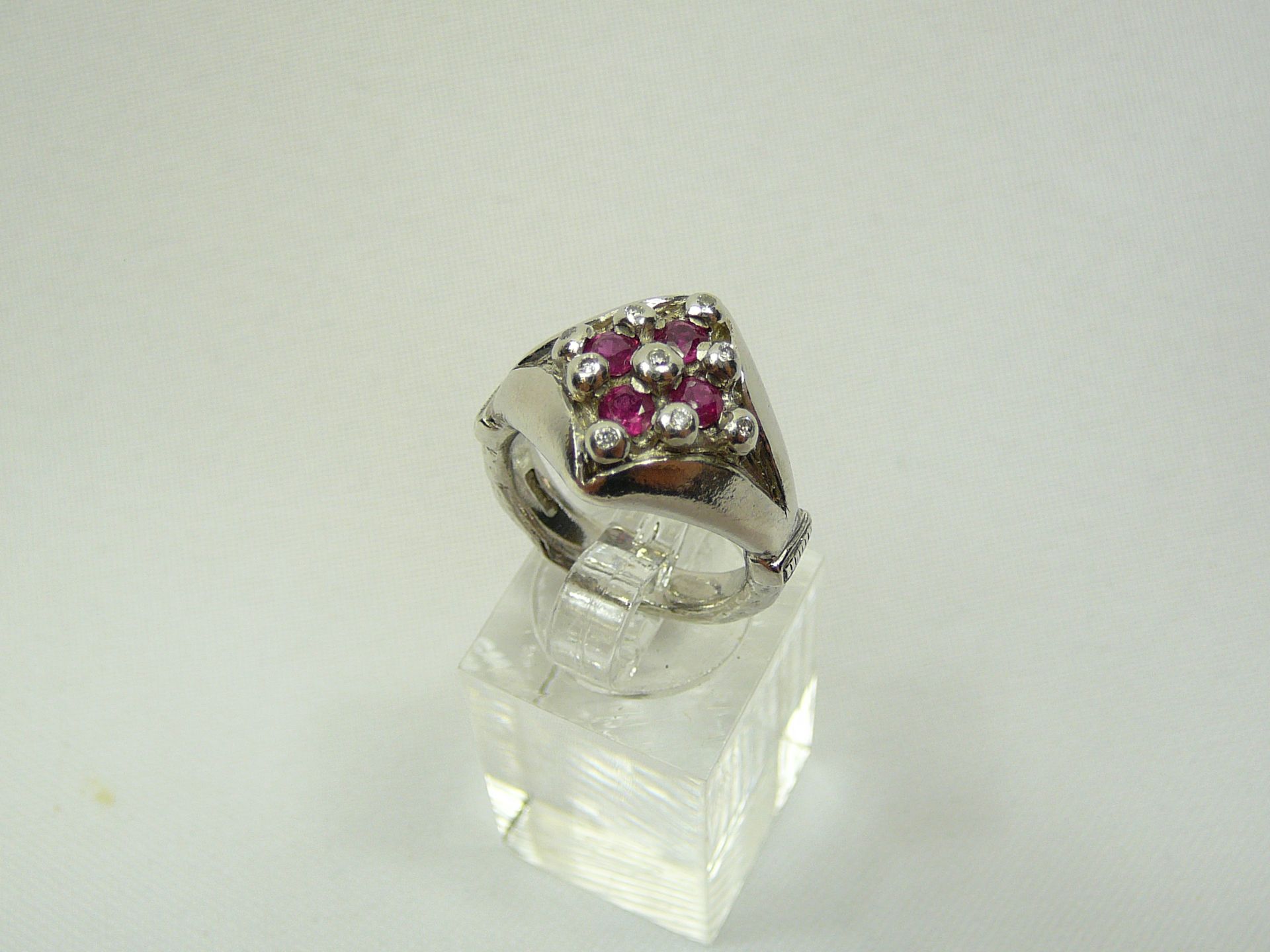 Silver and ruby ring